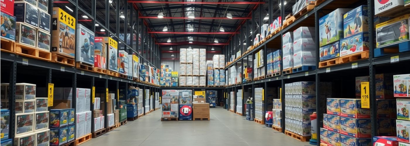 A large warehouse for toys and logistics.
