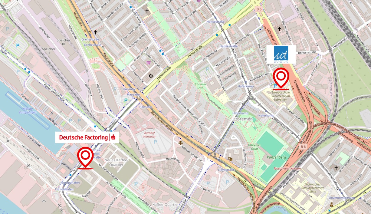 Directions from the Utbremen School Centre to the office.